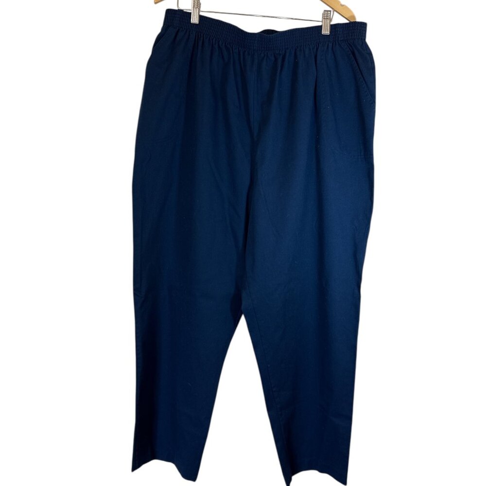 Southern Lady Womens Size 26 Casual Pull On Pants Blue Elastic Waistband Pockets
